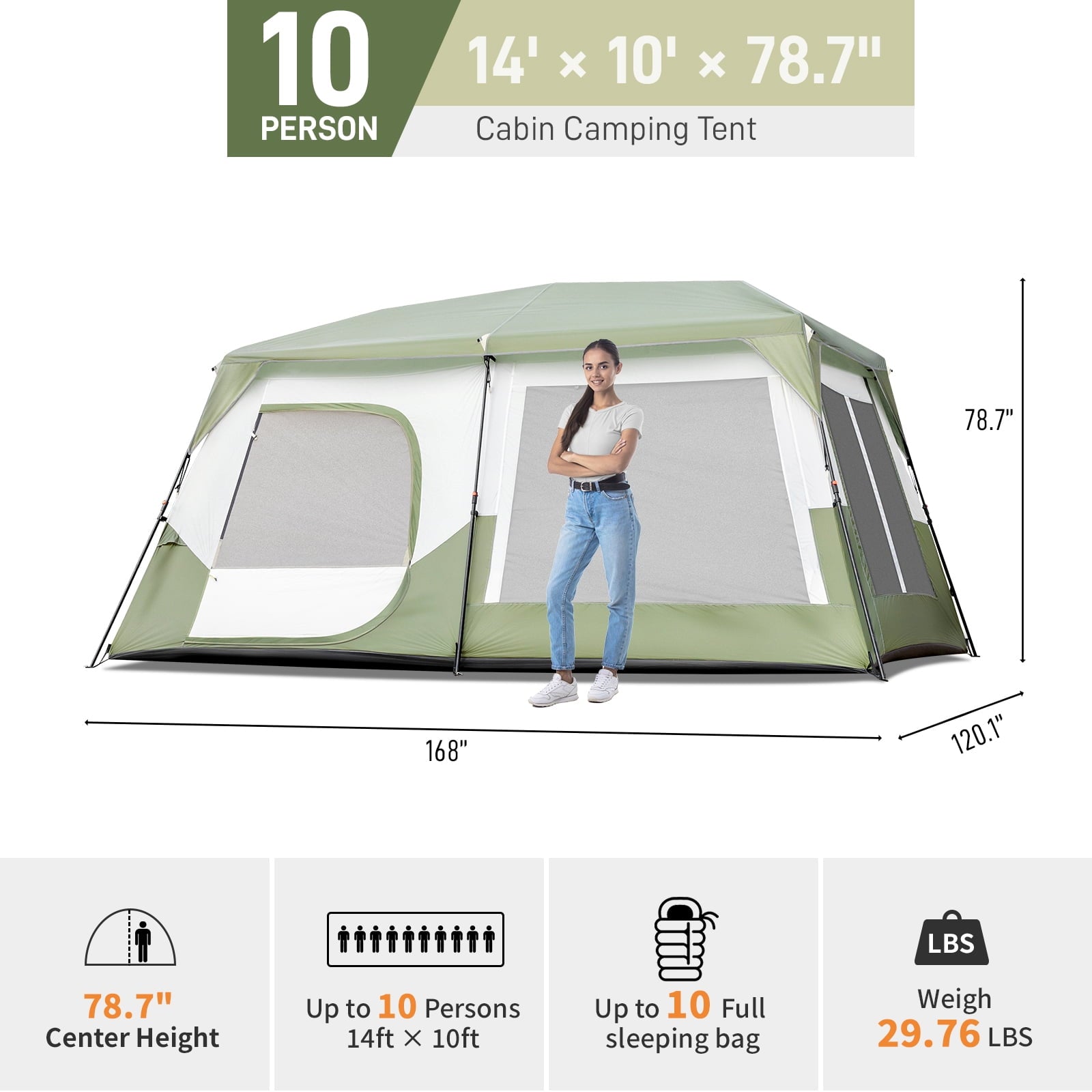 Zimtown Family Tent 8 Person Instant Cabin Tent for Outdoor, Picnic, Camping, Friends Gathering Green