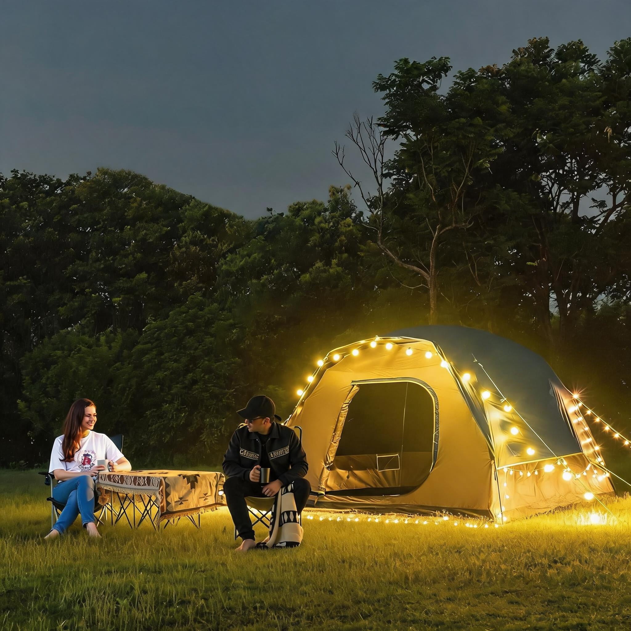 4 Person Dome Camping Tent with Rainfly Waterproof Fabric Mesh Windows and Increased Headroom