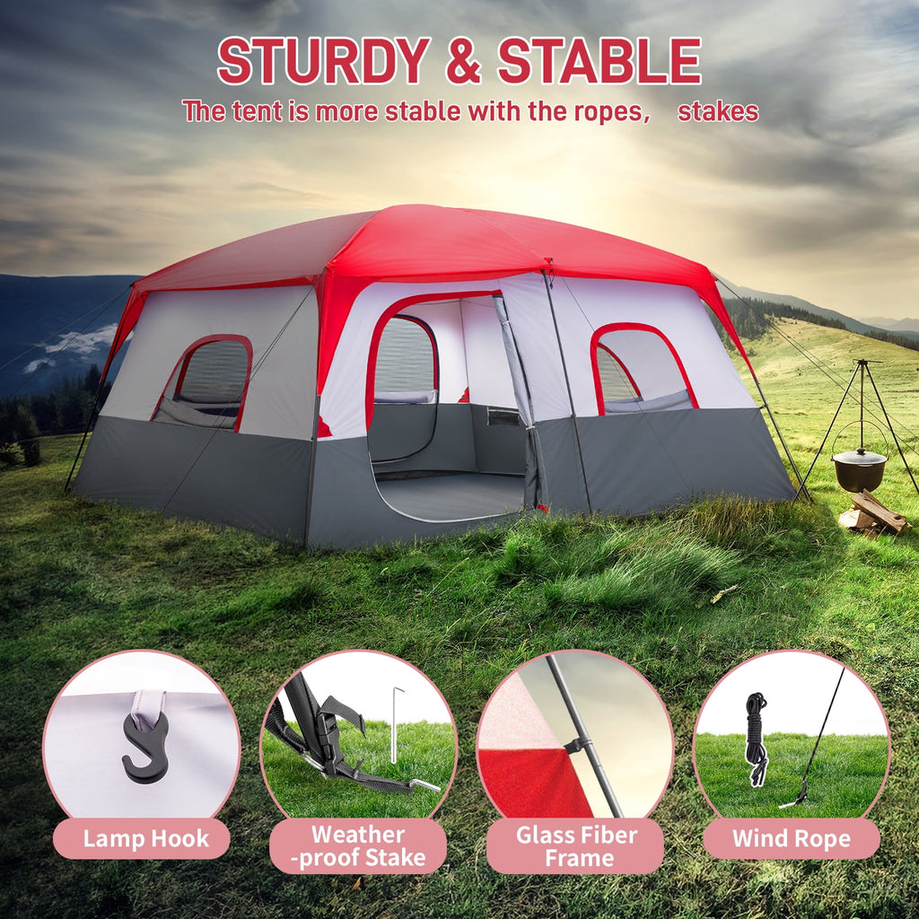 Ktaxon Camping Large Tent 14 Person Family Cabin Tents,2 Rooms,Straight Wall with Carry Bag