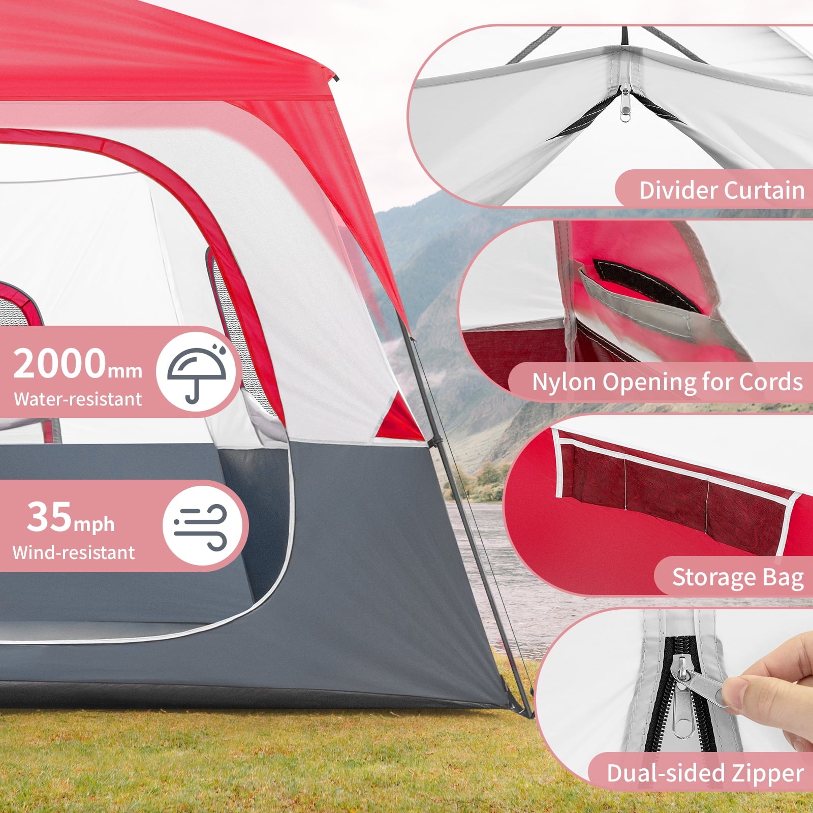 Ktaxon Camping Large Tent 14 Person Family Cabin Tents,2 Rooms,Straight Wall with Carry Bag