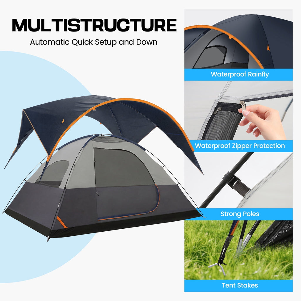 HOTEEL 6-8-10 Person Camping Tents with Rainfly, Tent for Camping with Pockets, Waterproof Camp Tent with Mesh Windows, Family Camping Tent For Traveling Hiking, Green