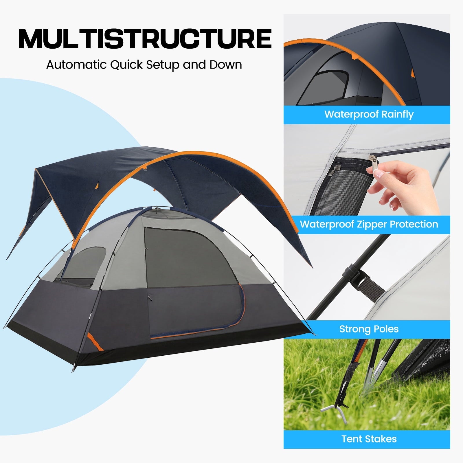 HOTEEL 6-8-10 Person Camping Tents with Rainfly, Tent for Camping with Pockets, Waterproof Camp Tent with Mesh Windows, Family Camping Tent For Traveling Hiking, Green