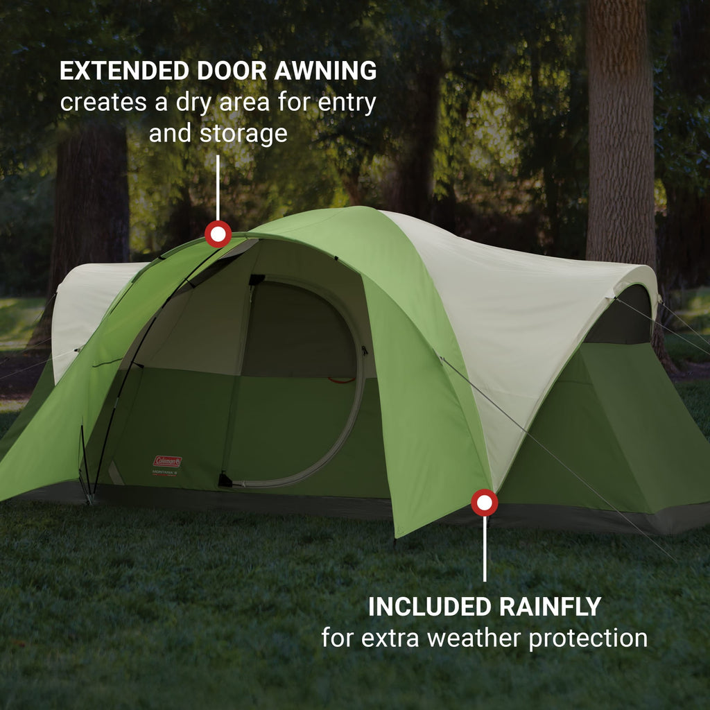 Coleman 8-Person Montana Cabin Camping Tent with Hinged Door, Green