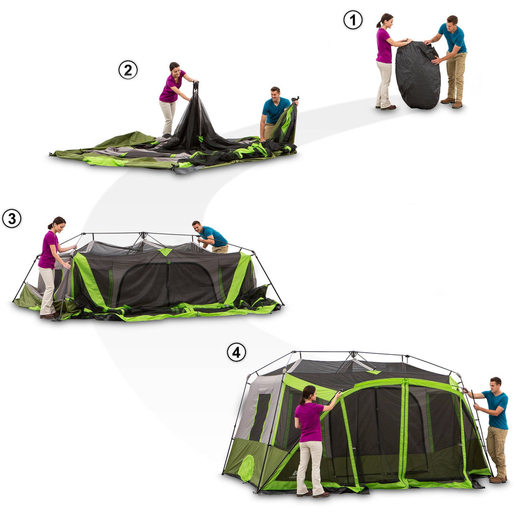 Ozark Trail 14' x 13.5' 9 Person 2 Room Instant Cabin Tent with Screen Room, 40.8 lbs