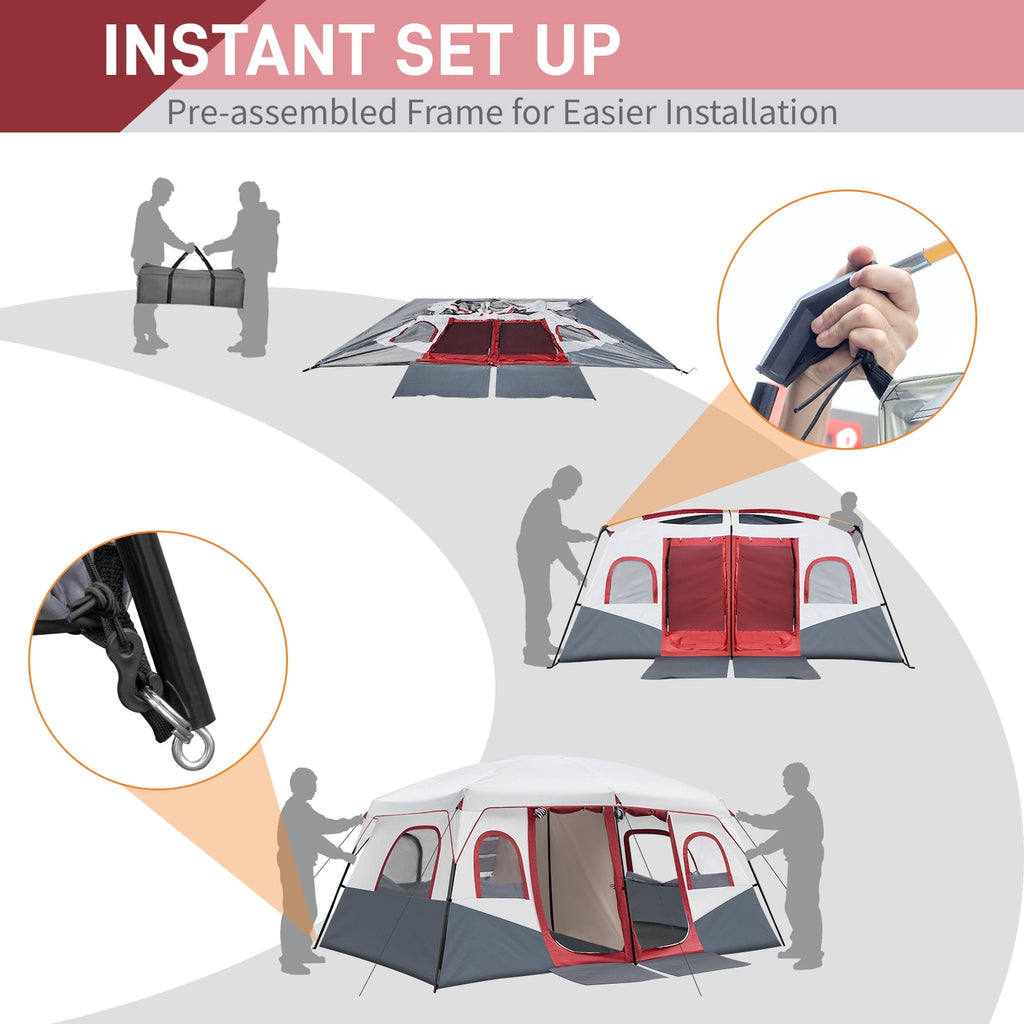 Ktaxon Camping Large Tent 14 Person Family Cabin Tents,2 Rooms,Straight Wall with Carry Bag