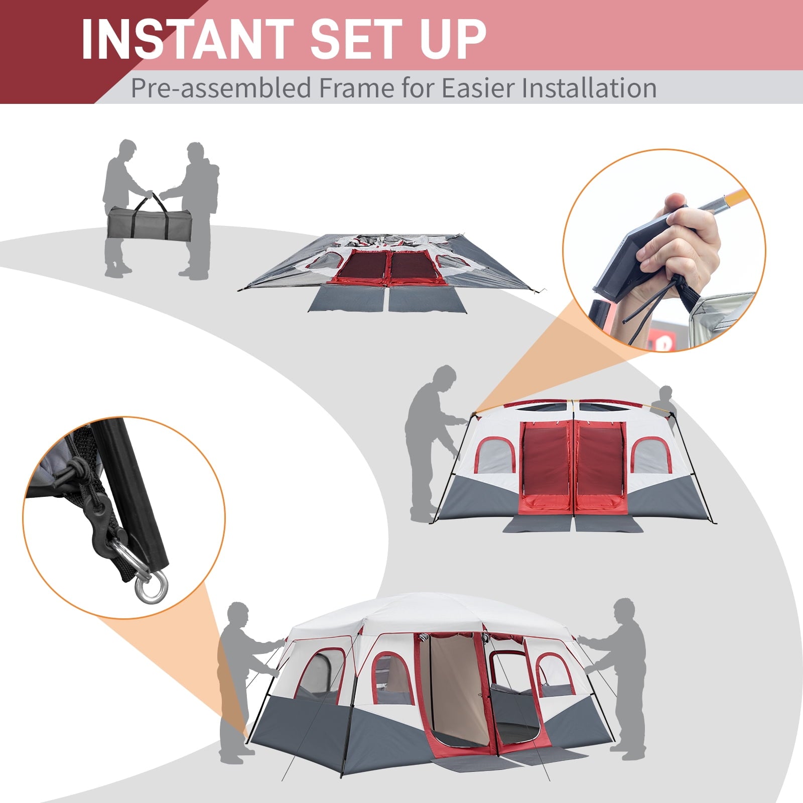 Ktaxon Camping Large Tent 14 Person Family Cabin Tents,2 Rooms,Straight Wall with Carry Bag