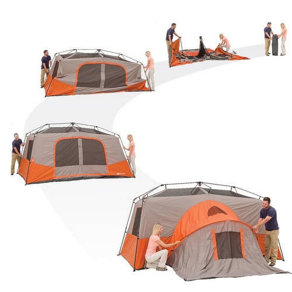 Ozark Trail 11-Person Instant Cabin Tent with Private Room – 3-Room Family Camping Tent with Awning