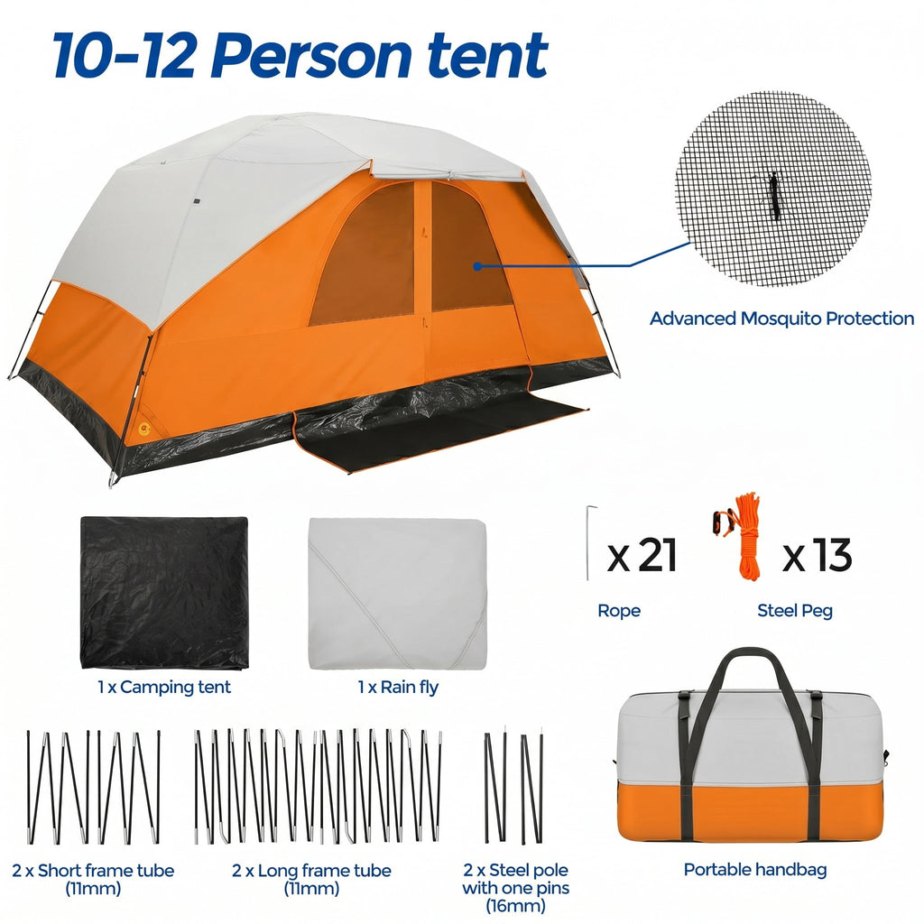 HOTEEL 6-8-10 Person Camping Tents with Rainfly, Tent for Camping with Pockets, Waterproof Camp Tent with Mesh Windows, Family Camping Tent For Traveling Hiking, Green