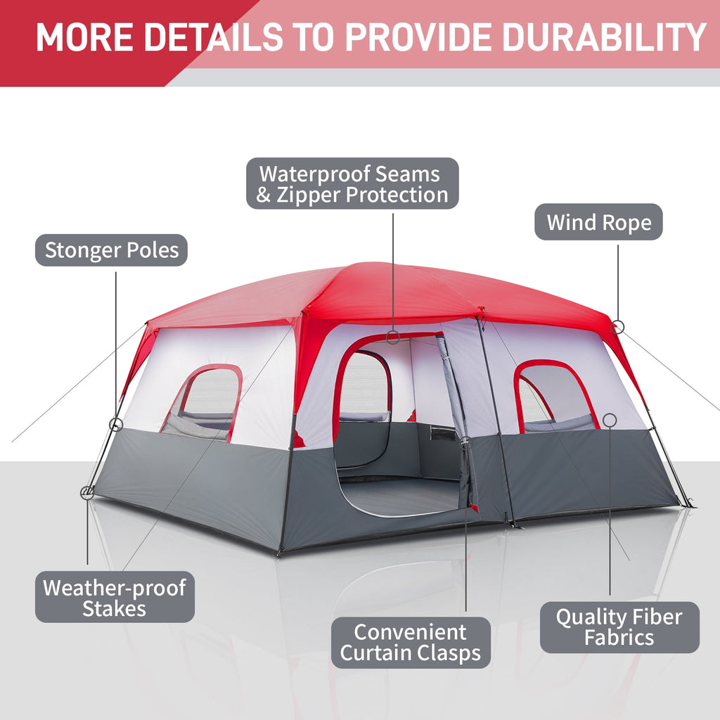 Ktaxon Camping Large Tent 14 Person Family Cabin Tents,2 Rooms,Straight Wall with Carry Bag