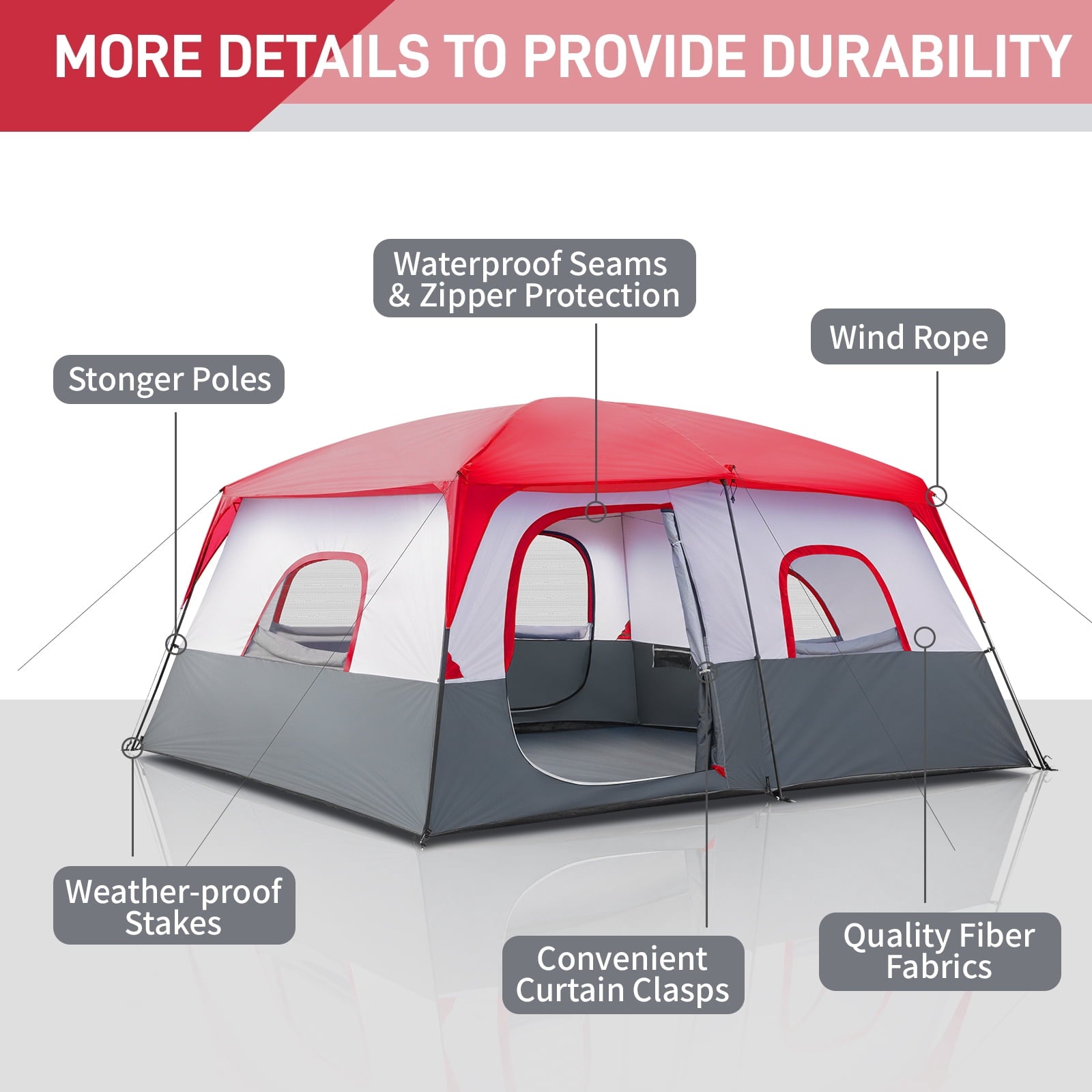 Ktaxon Camping Large Tent 14 Person Family Cabin Tents,2 Rooms,Straight Wall with Carry Bag