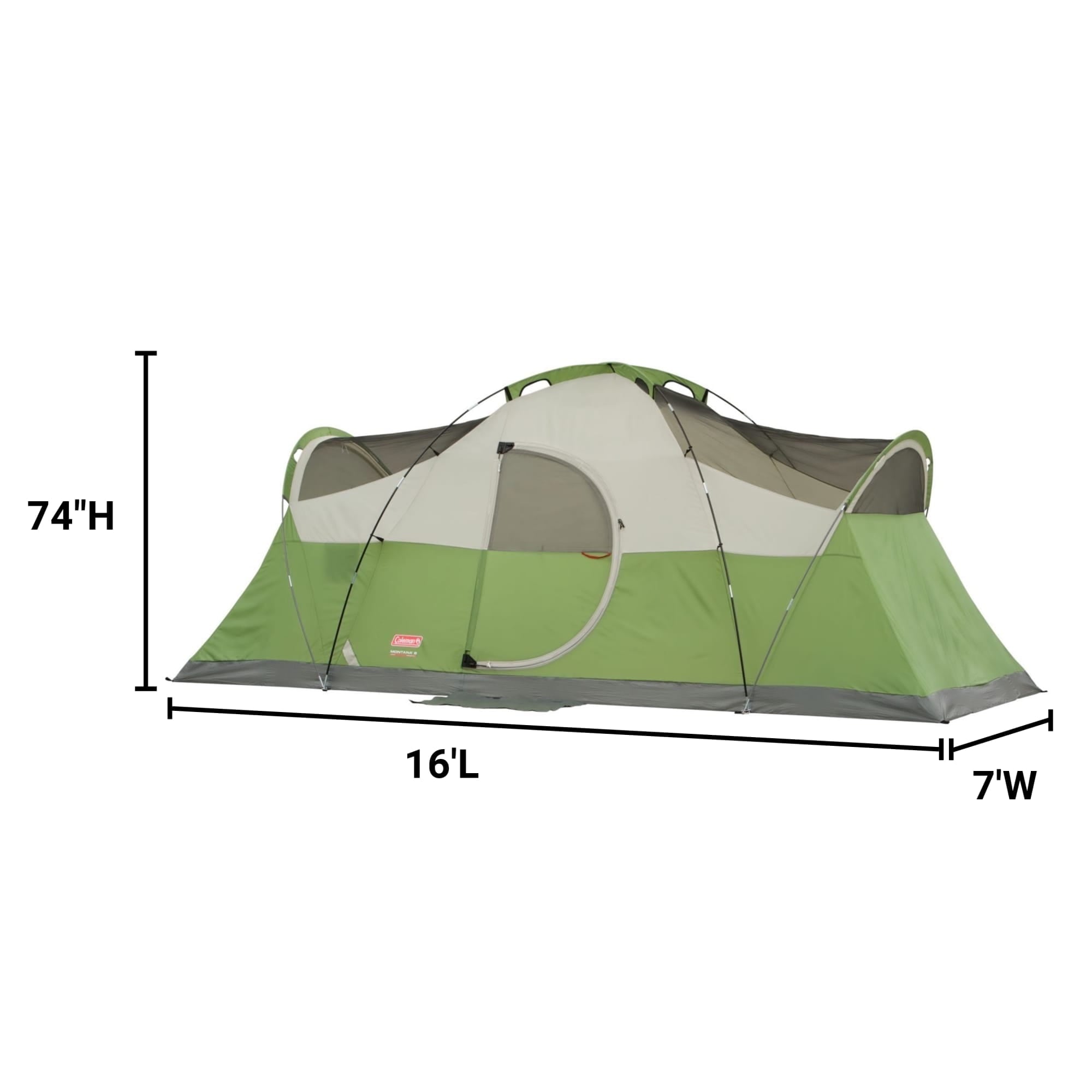 Coleman 8-Person Montana Cabin Camping Tent with Hinged Door, Green
