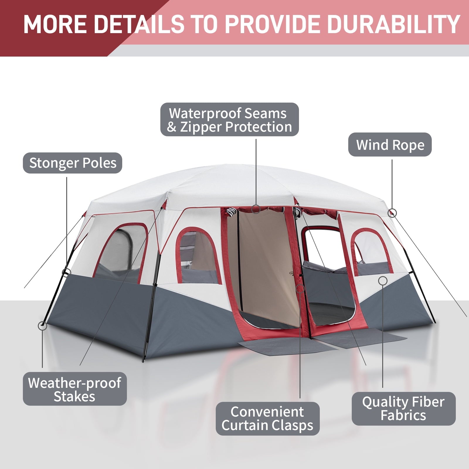 Ktaxon Camping Large Tent 14 Person Family Cabin Tents,2 Rooms,Straight Wall with Carry Bag