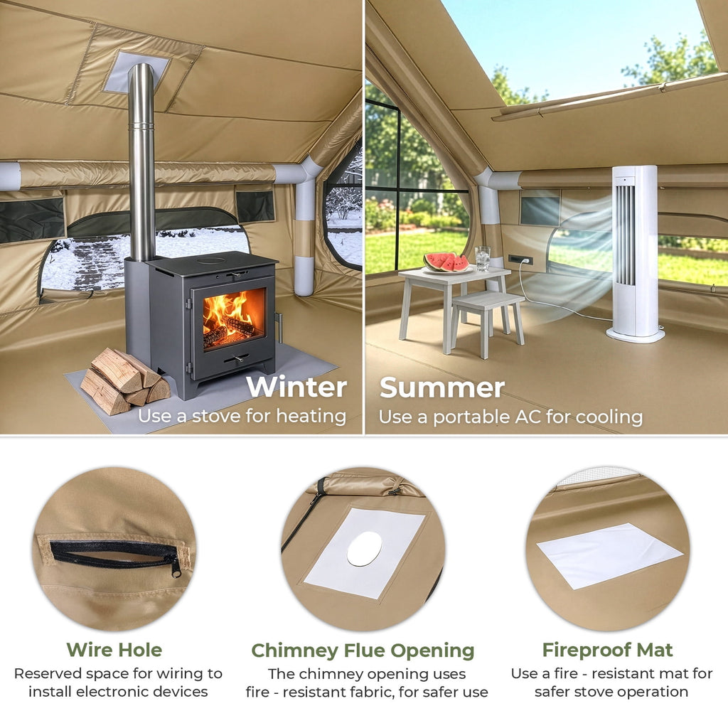 Ktaxon Inflatable Tent with Hand Pump for Camping, Easy Setup Air Glamping Tents, All-Weather Waterproof Blow up Camping Tent for Family, Green