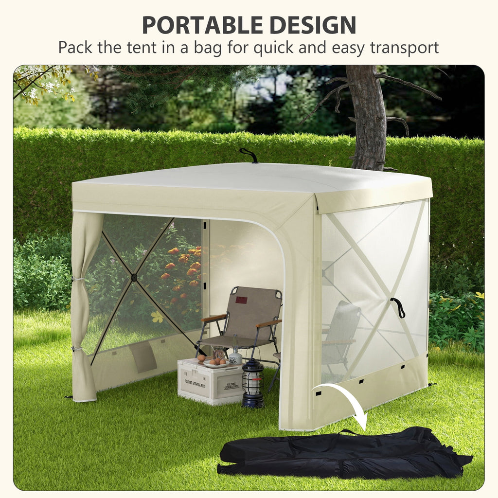 Outsunny 7' x 8' Pop Up Canopy, UV-Resistant Camping Tent with Curtains, Nettings and Carry Bag