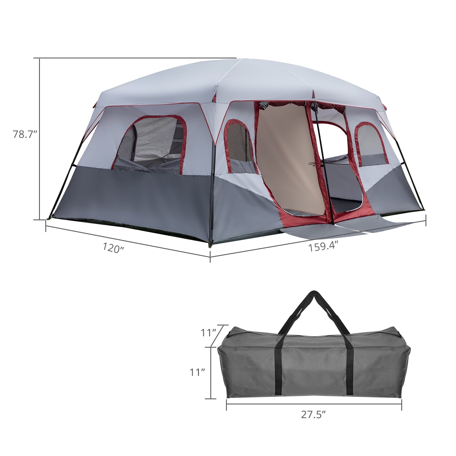 Zimtown Family Tent 8 Person Instant Cabin Tent for Outdoor, Picnic, Camping, Friends Gathering Green