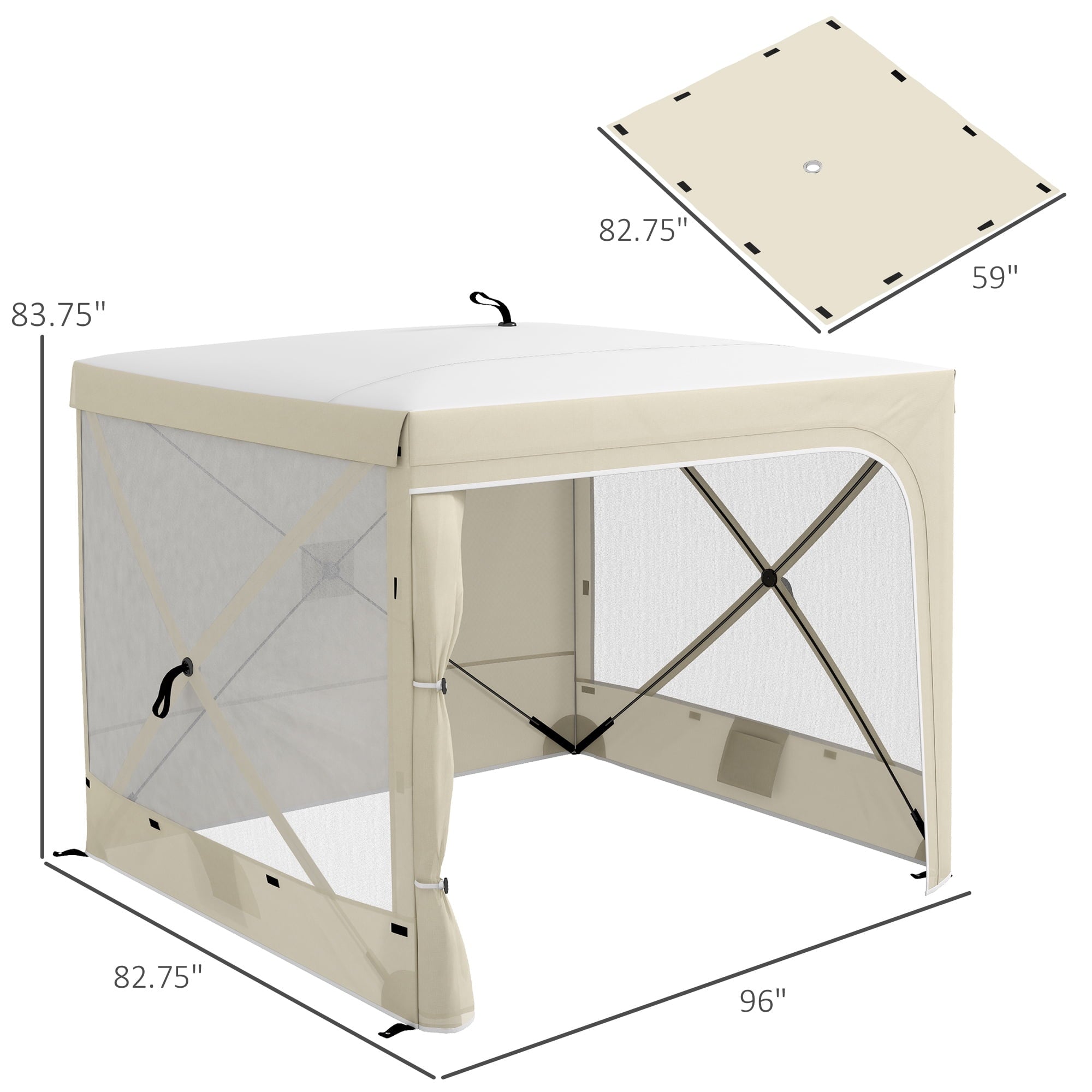 Outsunny 7' x 8' Pop Up Canopy, UV-Resistant Camping Tent with Curtains, Nettings and Carry Bag