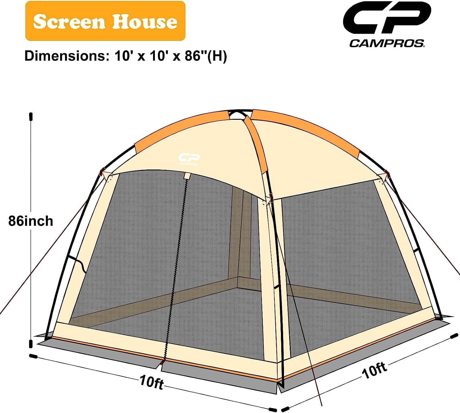 CAMPROS Screen House Room Camping Tent 13 x 13 Ft Canopy Tent Screen Shelter Gazebos Outdoor