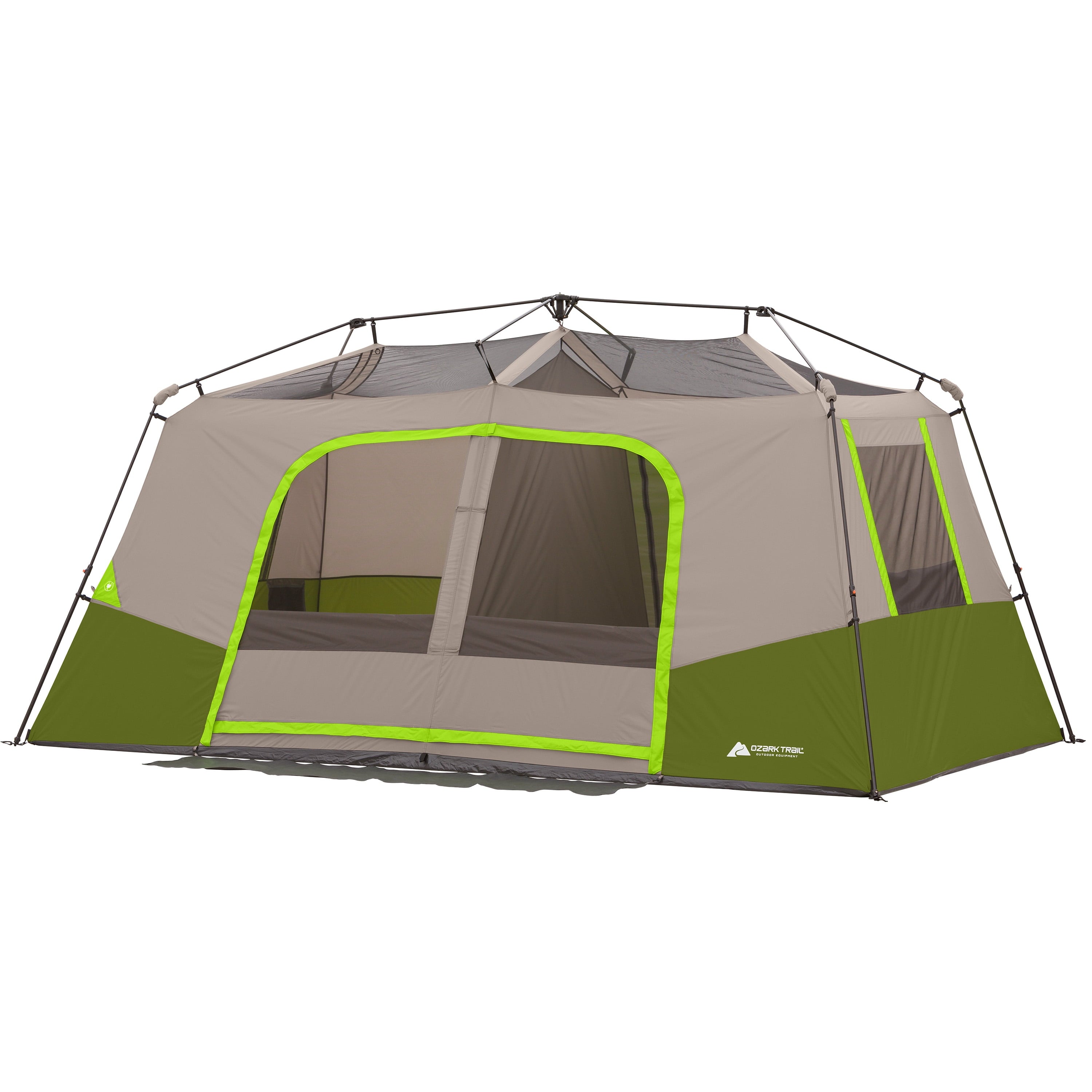 Ozark Trail 11-Person Instant Cabin Tent with Private Room – 3-Room Family Camping Tent with Awning