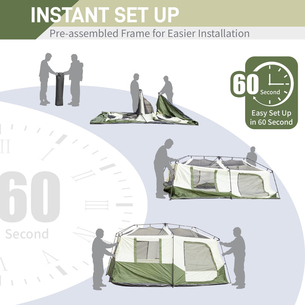 Zimtown Family Tent 8 Person Instant Cabin Tent for Outdoor, Picnic, Camping, Friends Gathering Green