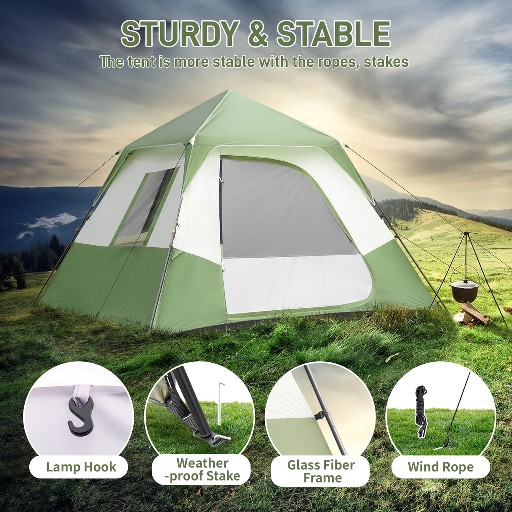 Zimtown Family Tent 8 Person Instant Cabin Tent for Outdoor, Picnic, Camping, Friends Gathering Green