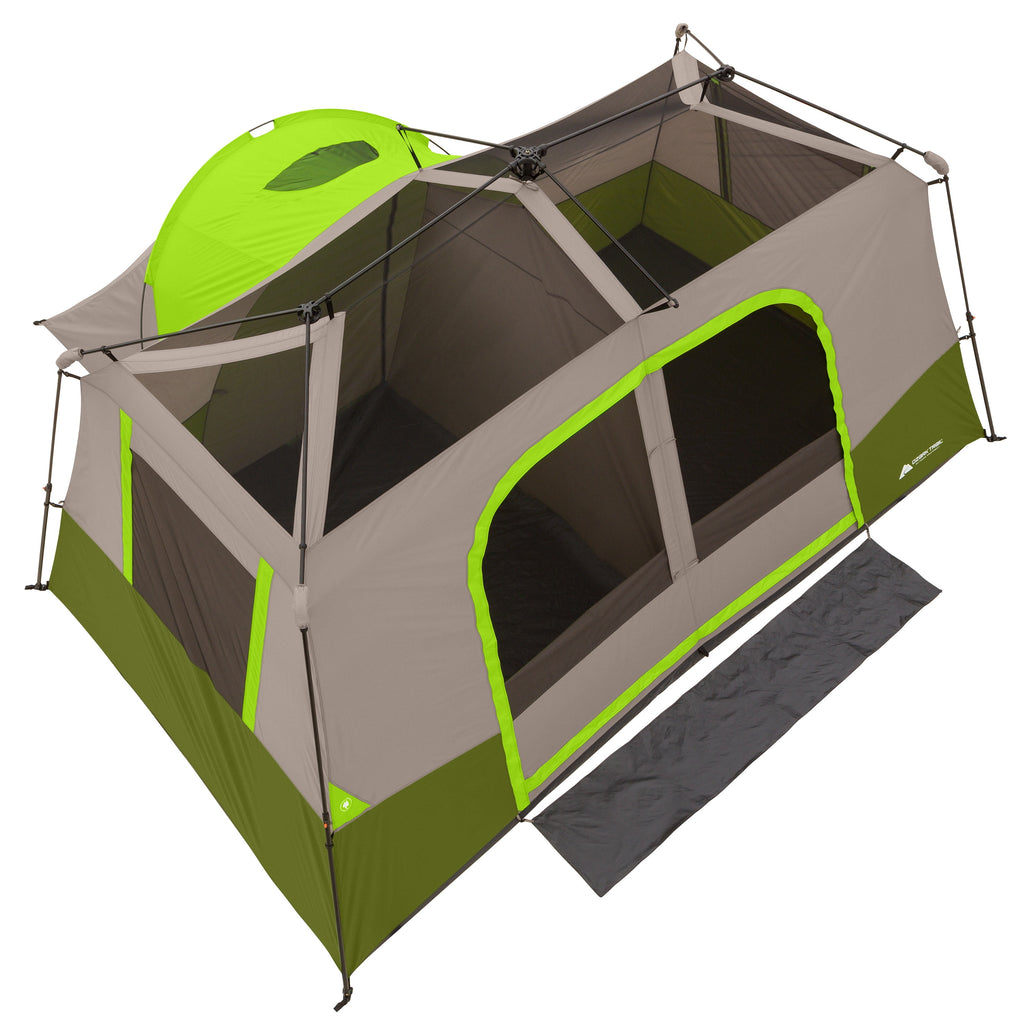 Ozark Trail 11-Person Instant Cabin Tent with Private Room – 3-Room Family Camping Tent with Awning