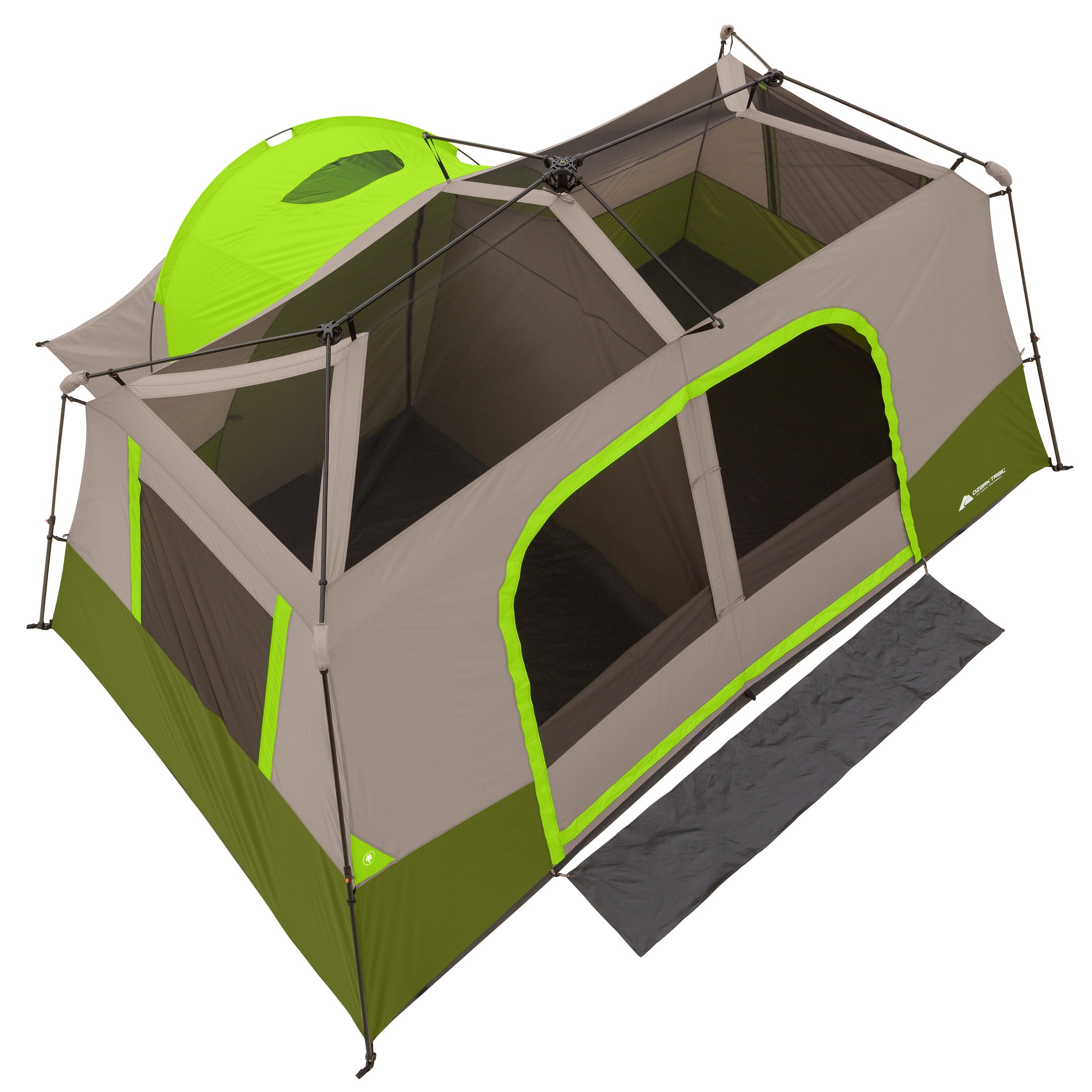 Ozark Trail 11-Person Instant Cabin Tent with Private Room – 3-Room Family Camping Tent with Awning