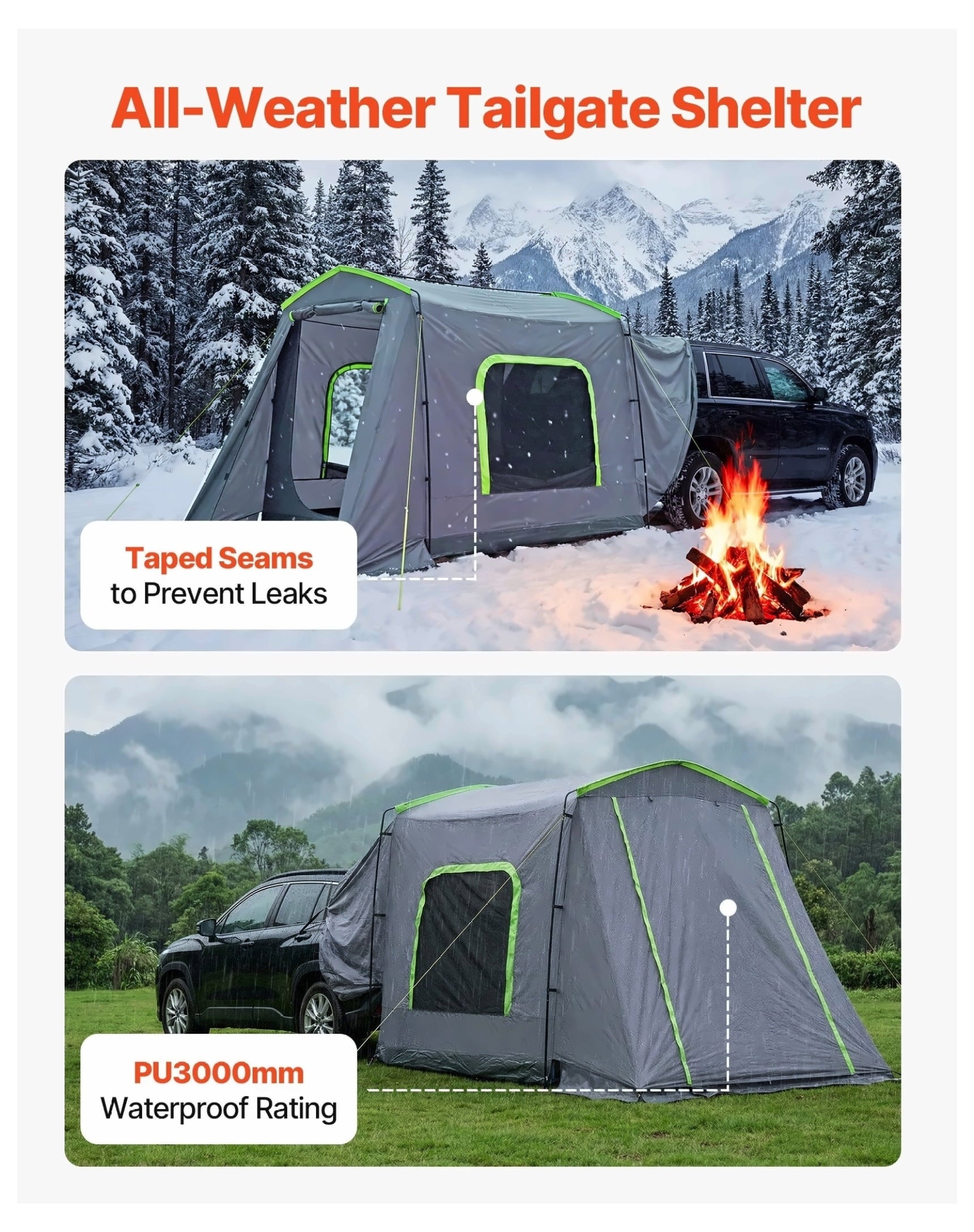 Large Tent for 5-9 Person, 10.6 x 8 FT Tailgate Tent, Waterproof Camping Tent with Ventilation