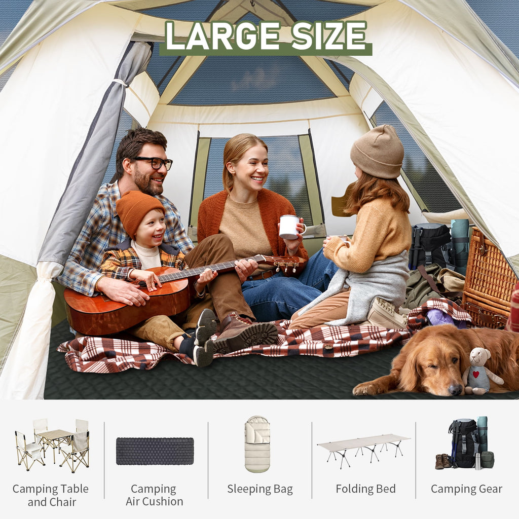 Zimtown Family Tent 8 Person Instant Cabin Tent for Outdoor, Picnic, Camping, Friends Gathering Green