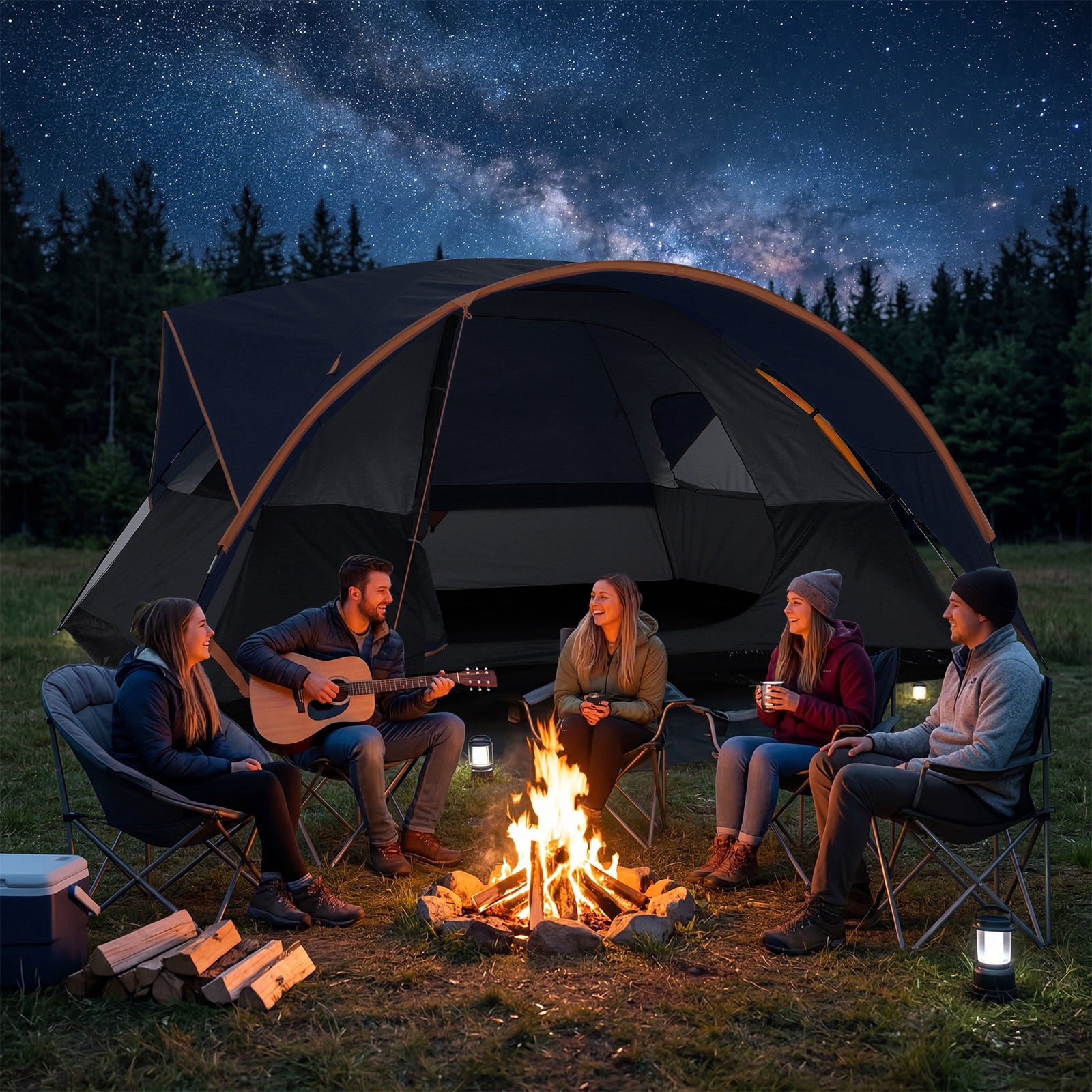 HOTEEL 6-8-10 Person Camping Tents with Rainfly, Tent for Camping with Pockets, Waterproof Camp Tent with Mesh Windows, Family Camping Tent For Traveling Hiking, Green