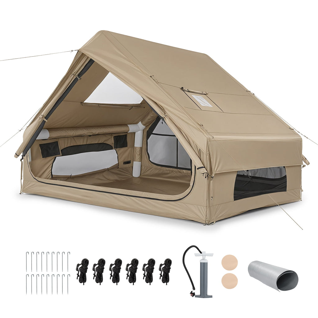 Ktaxon Inflatable Tent with Hand Pump for Camping, Easy Setup Air Glamping Tents, All-Weather Waterproof Blow up Camping Tent for Family, Green