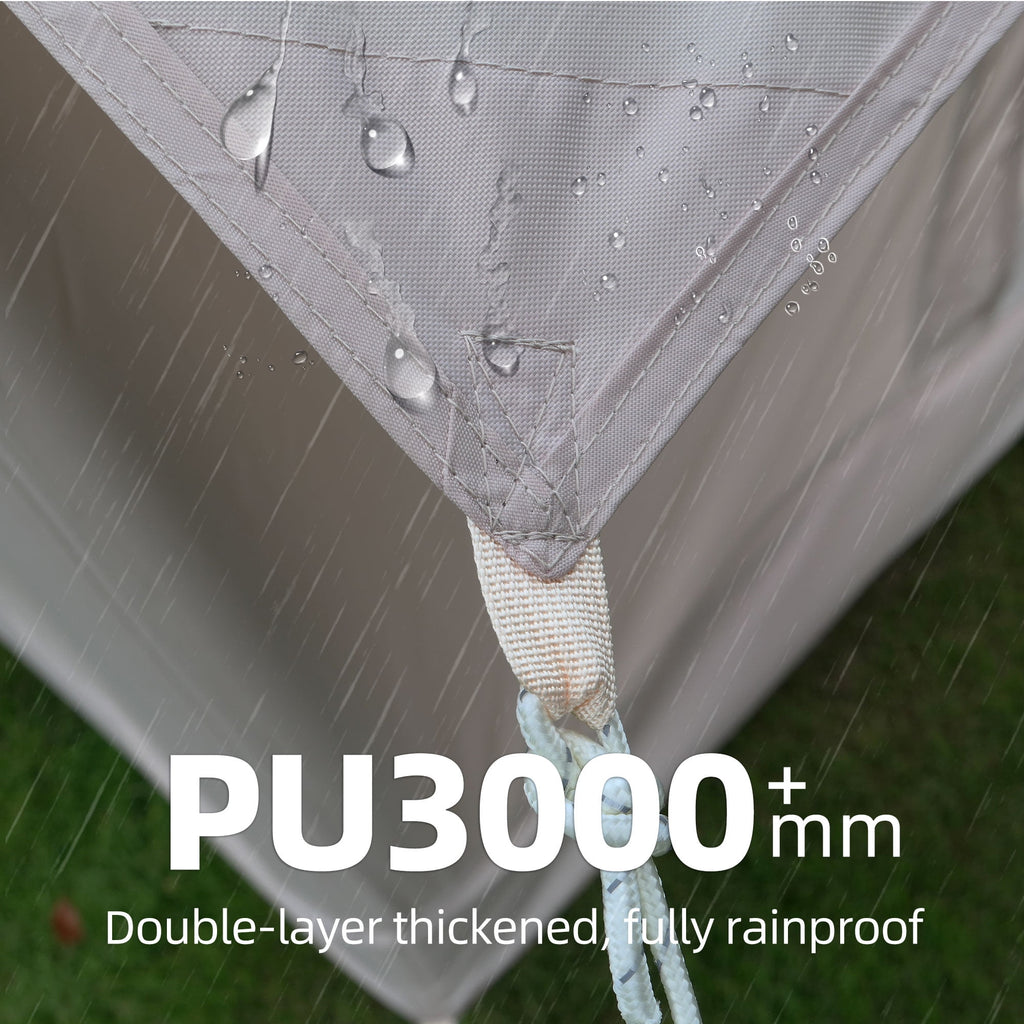 Inflatable Tents for Camping, 4-6 Person Blow Up Tent with Detachable Canopy Manual Pump Mesh Windows Stove Jack Waterproof 210D Oxford Air Tent Windproof Glamping Tent for Family Outdoor Camping