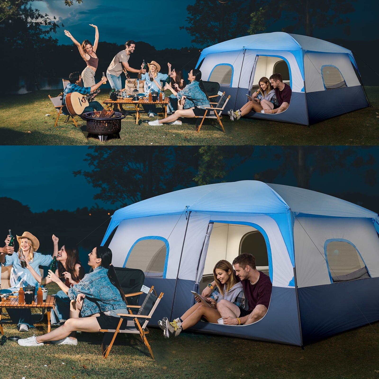 Ktaxon Camping Large Tent 14 Person Family Cabin Tents,2 Rooms,Straight Wall with Carry Bag