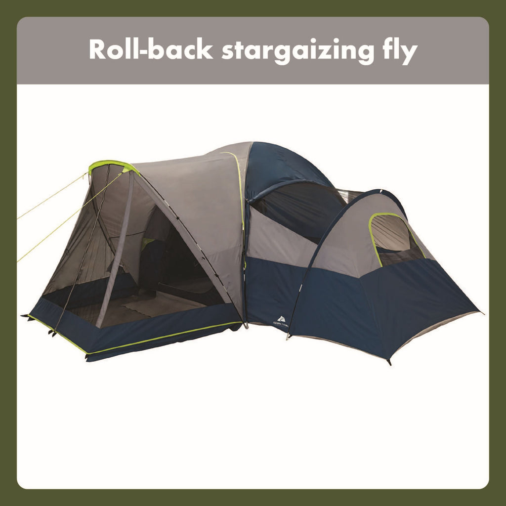 Ozark Trail 10-Person Dome Tent with Screen Porch – 3-Room Family Camping Tent with Weather Protection