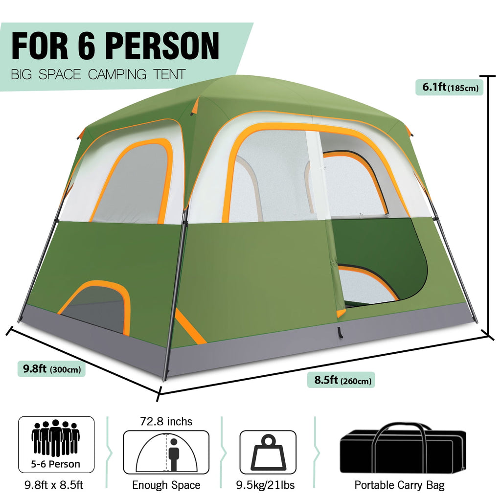 COBIZI 8-10 Person Camping Tent, Tents for Camping 12x9ft Family Tent,Waterproof Windproof Cabin Tent with Removable Rainfly,CPAI-84 Flame Retardant,Heavy Duty with 17 Stakes&Carry Bag,Blue