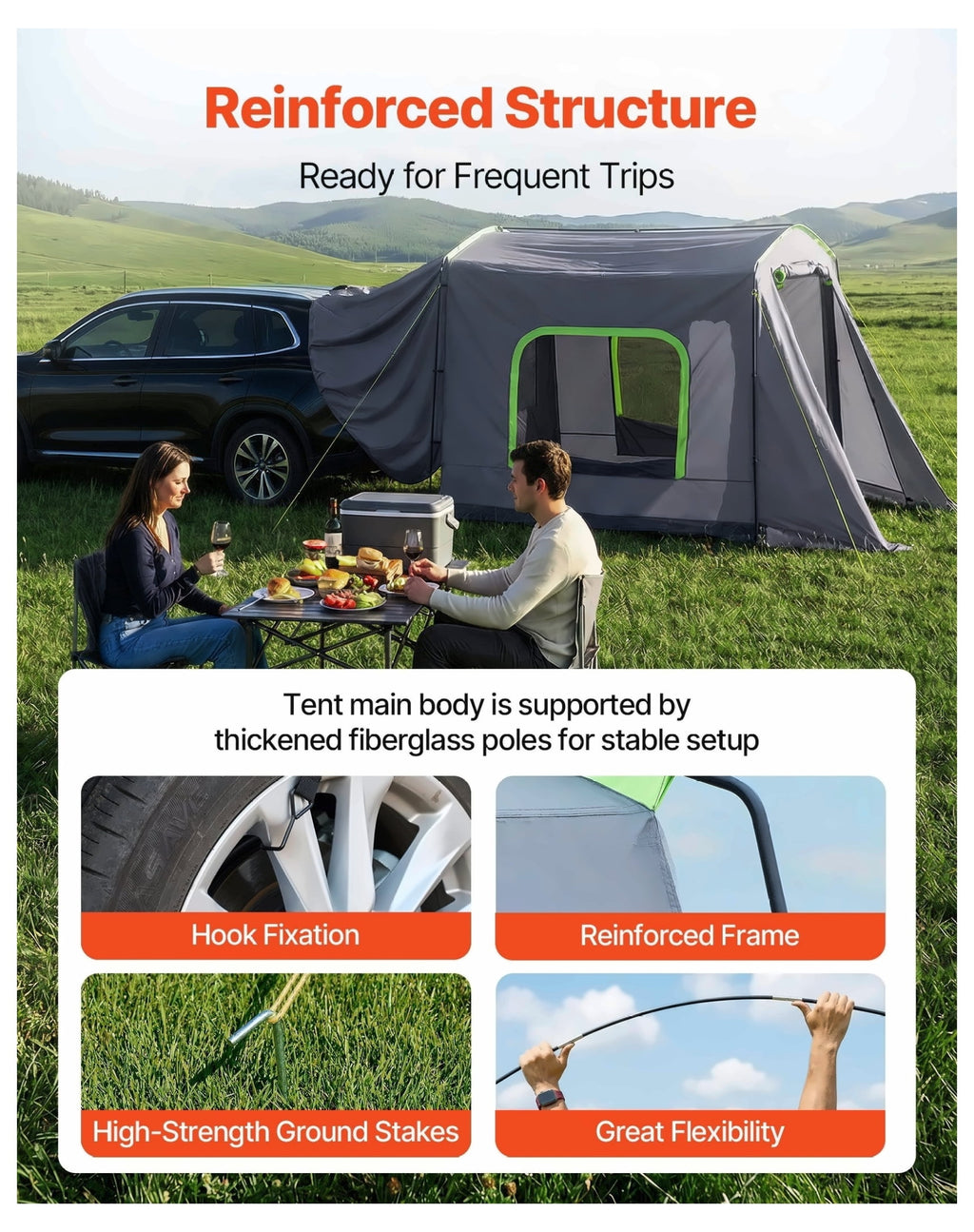 Large Tent for 5-9 Person, 10.6 x 8 FT Tailgate Tent, Waterproof Camping Tent with Ventilation