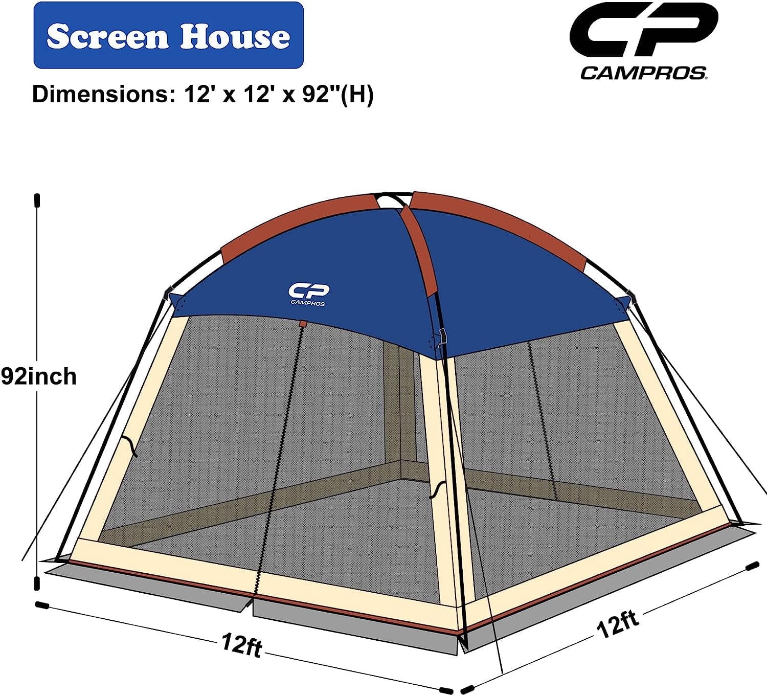 CAMPROS Screen House Room Camping Tent 13 x 13 Ft Canopy Tent Screen Shelter Gazebos Outdoor