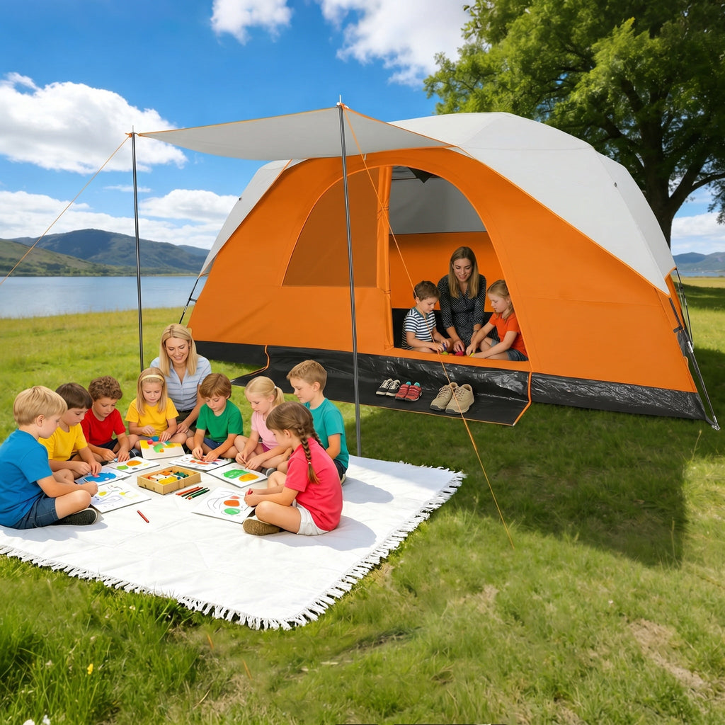 COBIZI 8-10 Person Camping Tent, Tents for Camping 12x9ft Family Tent,Waterproof Windproof Cabin Tent with Removable Rainfly,CPAI-84 Flame Retardant,Heavy Duty with 17 Stakes&Carry Bag,Blue