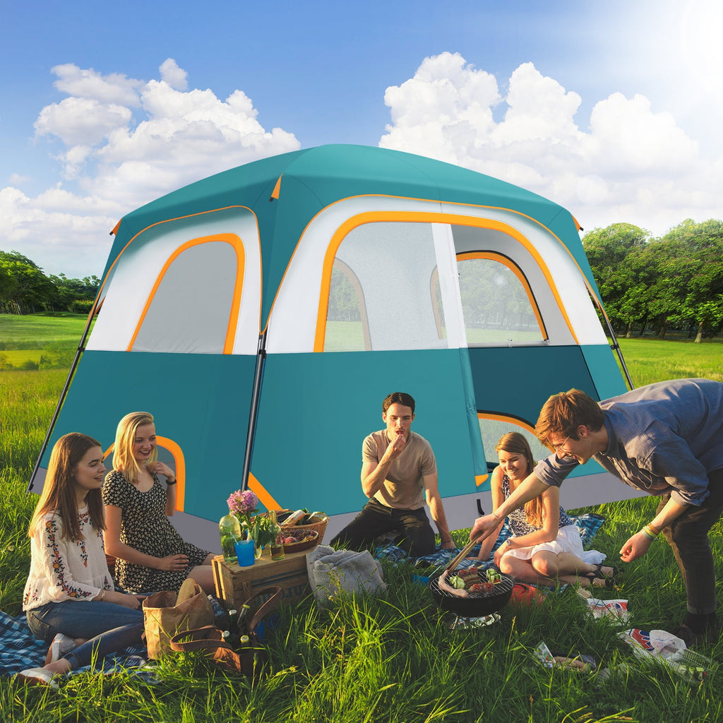 HOTEEL 6-8-10 Person Camping Tents with Rainfly, Tent for Camping with Pockets, Waterproof Camp Tent with Mesh Windows, Family Camping Tent For Traveling Hiking, Green