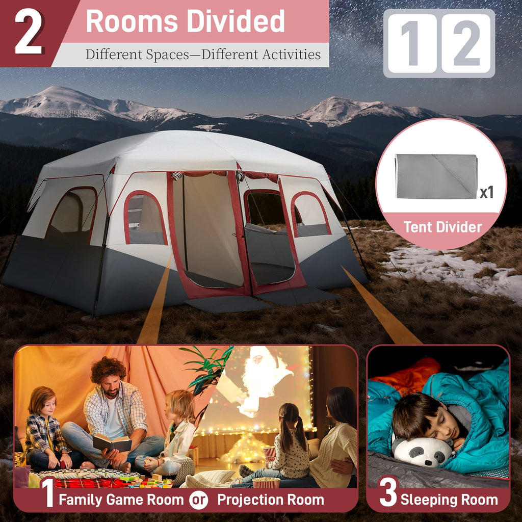 Ktaxon Camping Large Tent 14 Person Family Cabin Tents,2 Rooms,Straight Wall with Carry Bag