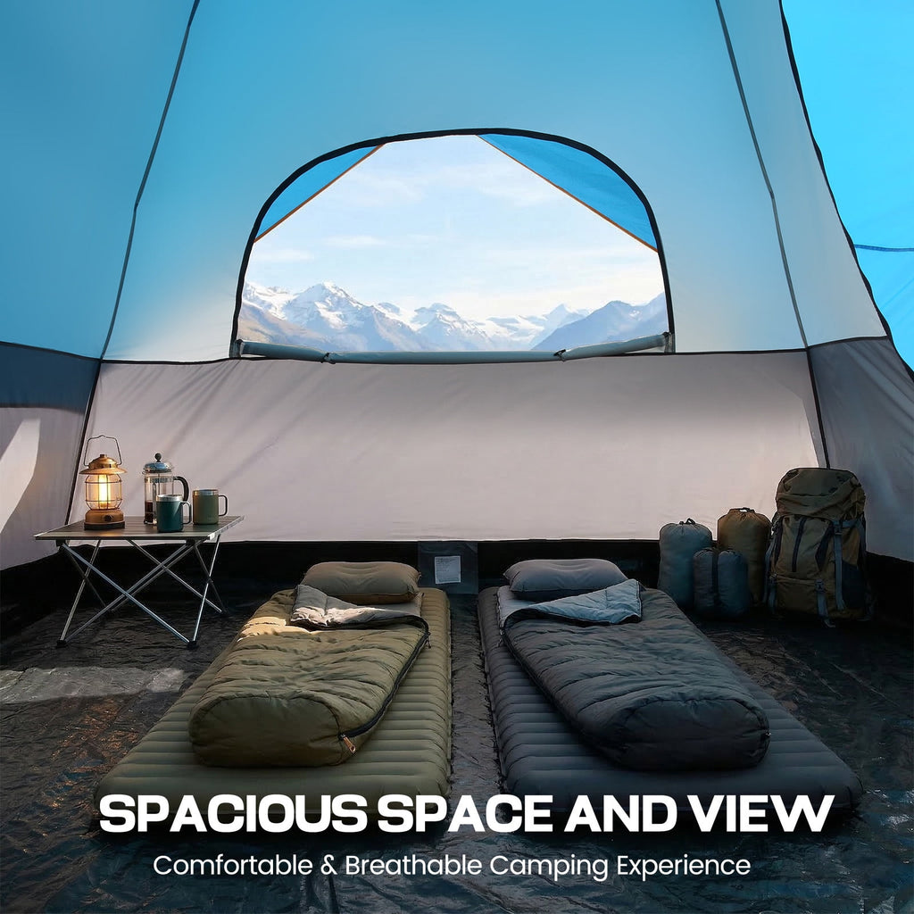 HOTEEL 6-8-10 Person Camping Tents with Rainfly, Tent for Camping with Pockets, Waterproof Camp Tent with Mesh Windows, Family Camping Tent For Traveling Hiking, Green