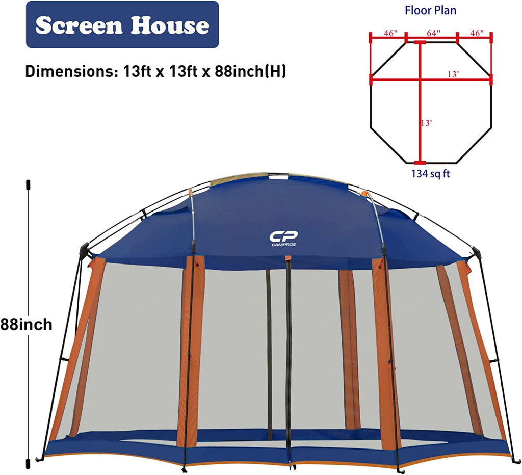 CAMPROS Screen House Room Camping Tent 13 x 13 Ft Canopy Tent Screen Shelter Gazebos Outdoor