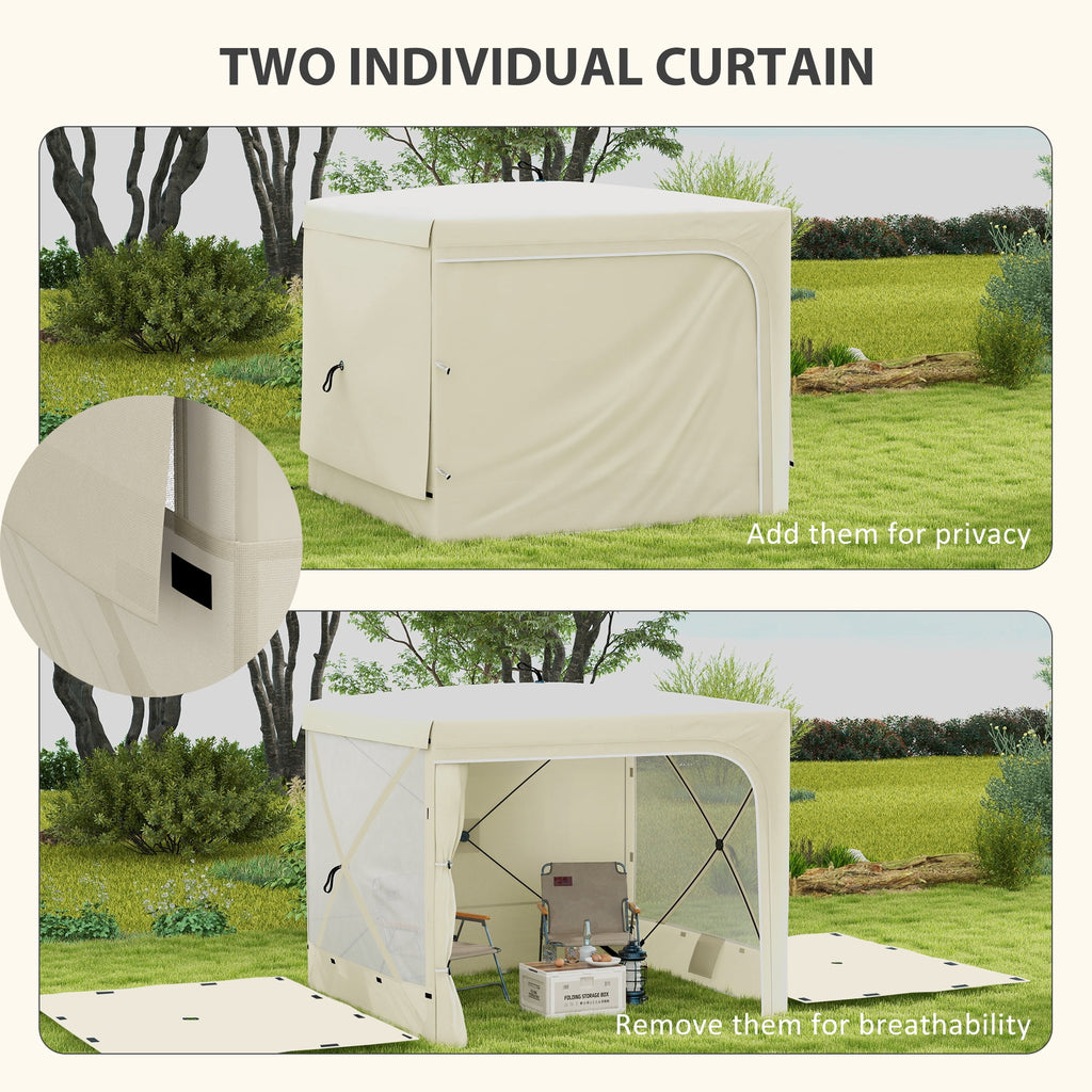 Outsunny 7' x 8' Pop Up Canopy, UV-Resistant Camping Tent with Curtains, Nettings and Carry Bag