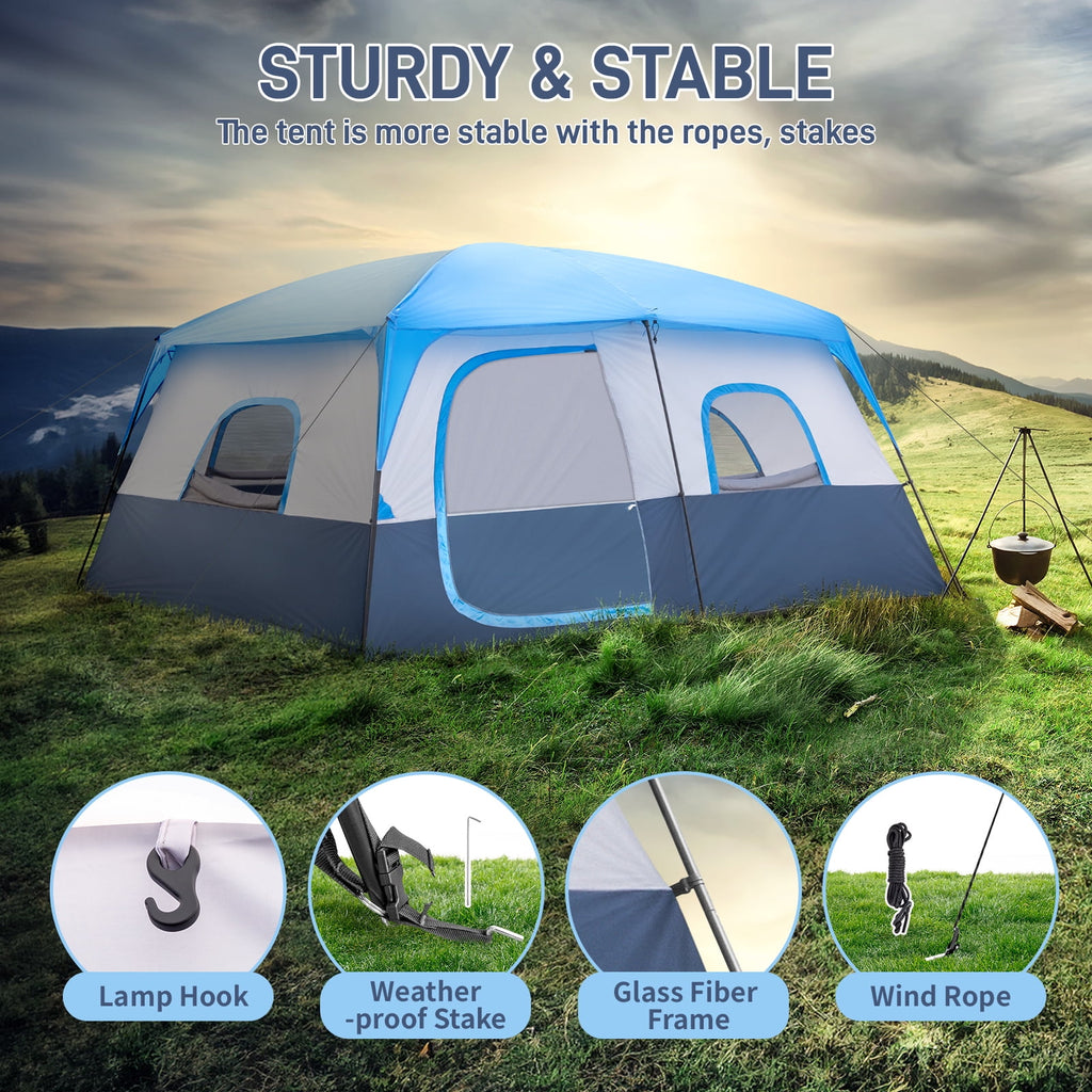 Ktaxon Camping Large Tent 14 Person Family Cabin Tents,2 Rooms,Straight Wall with Carry Bag