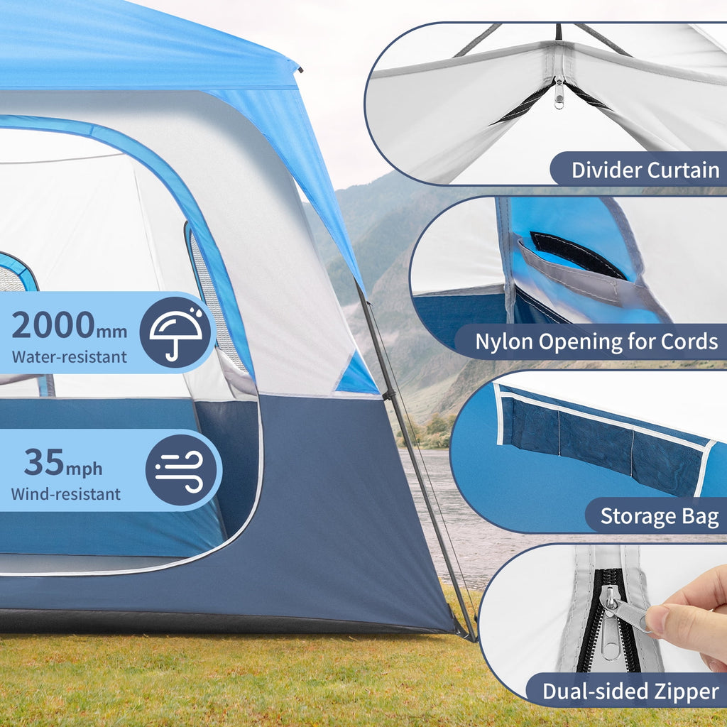 Ktaxon Camping Large Tent 14 Person Family Cabin Tents,2 Rooms,Straight Wall with Carry Bag