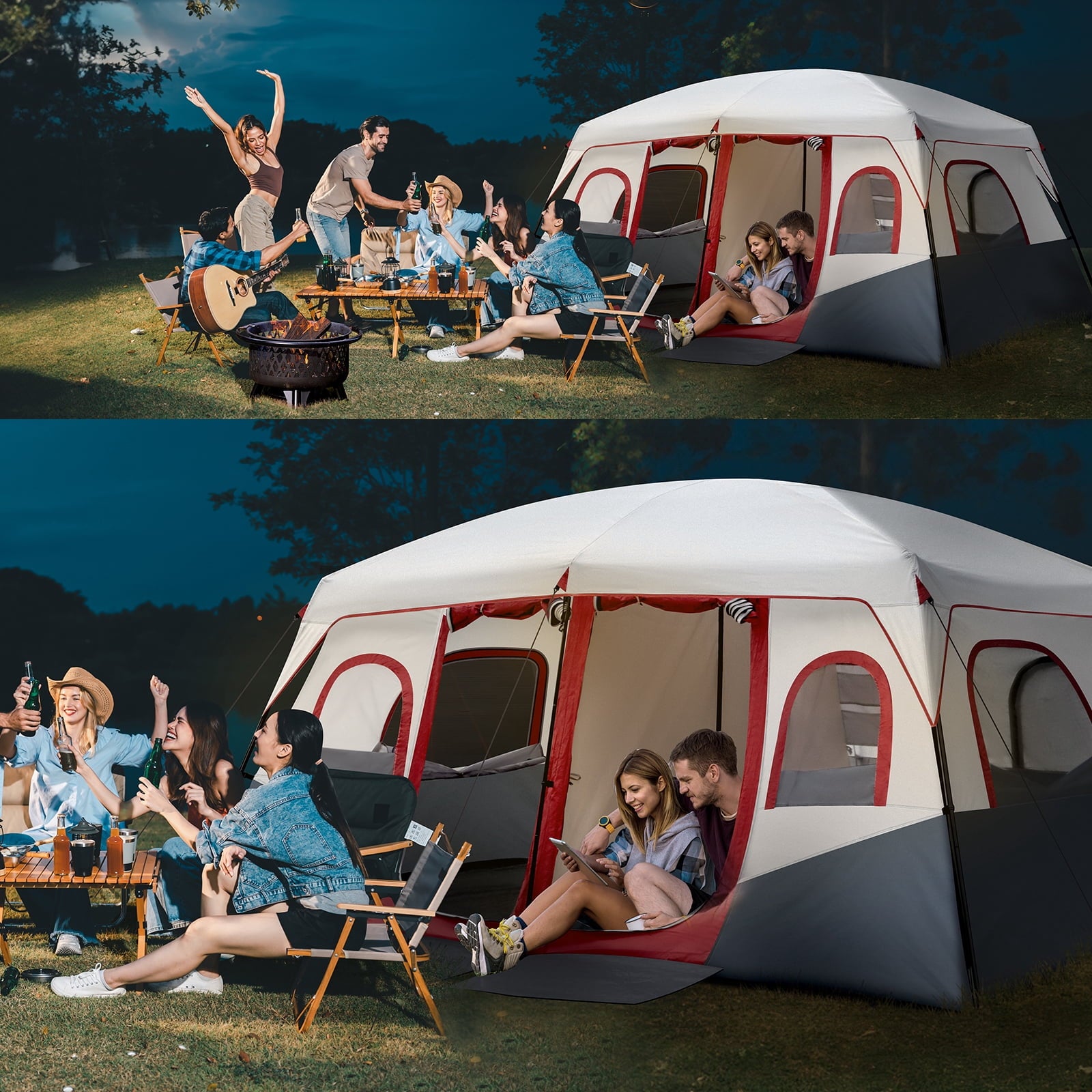 Ktaxon Camping Large Tent 14 Person Family Cabin Tents,2 Rooms,Straight Wall with Carry Bag
