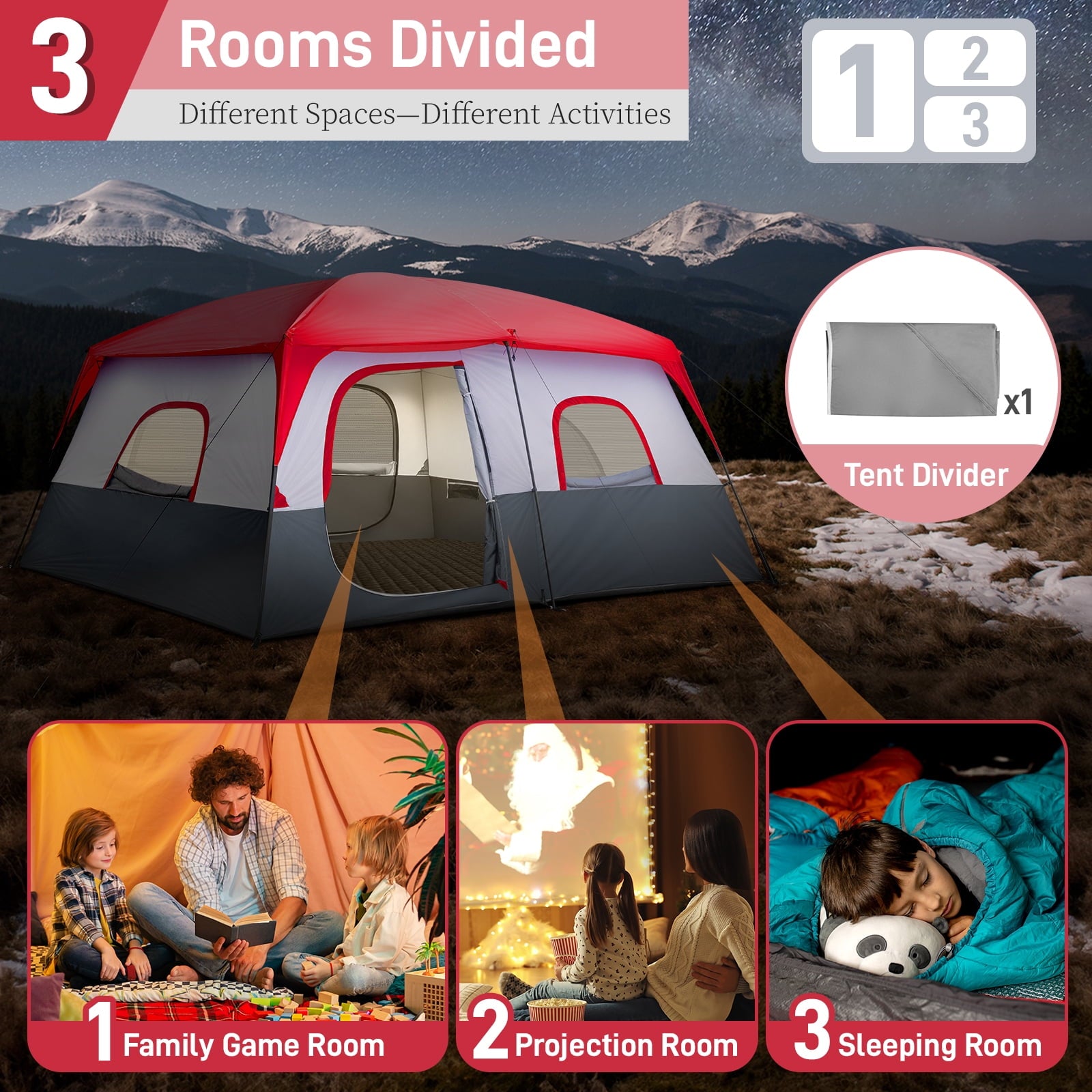 Ktaxon Camping Large Tent 14 Person Family Cabin Tents,2 Rooms,Straight Wall with Carry Bag