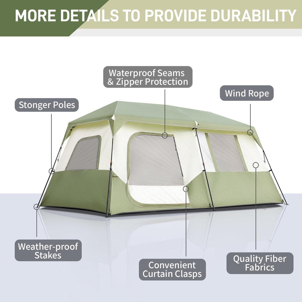 Zimtown Family Tent 8 Person Instant Cabin Tent for Outdoor, Picnic, Camping, Friends Gathering Green