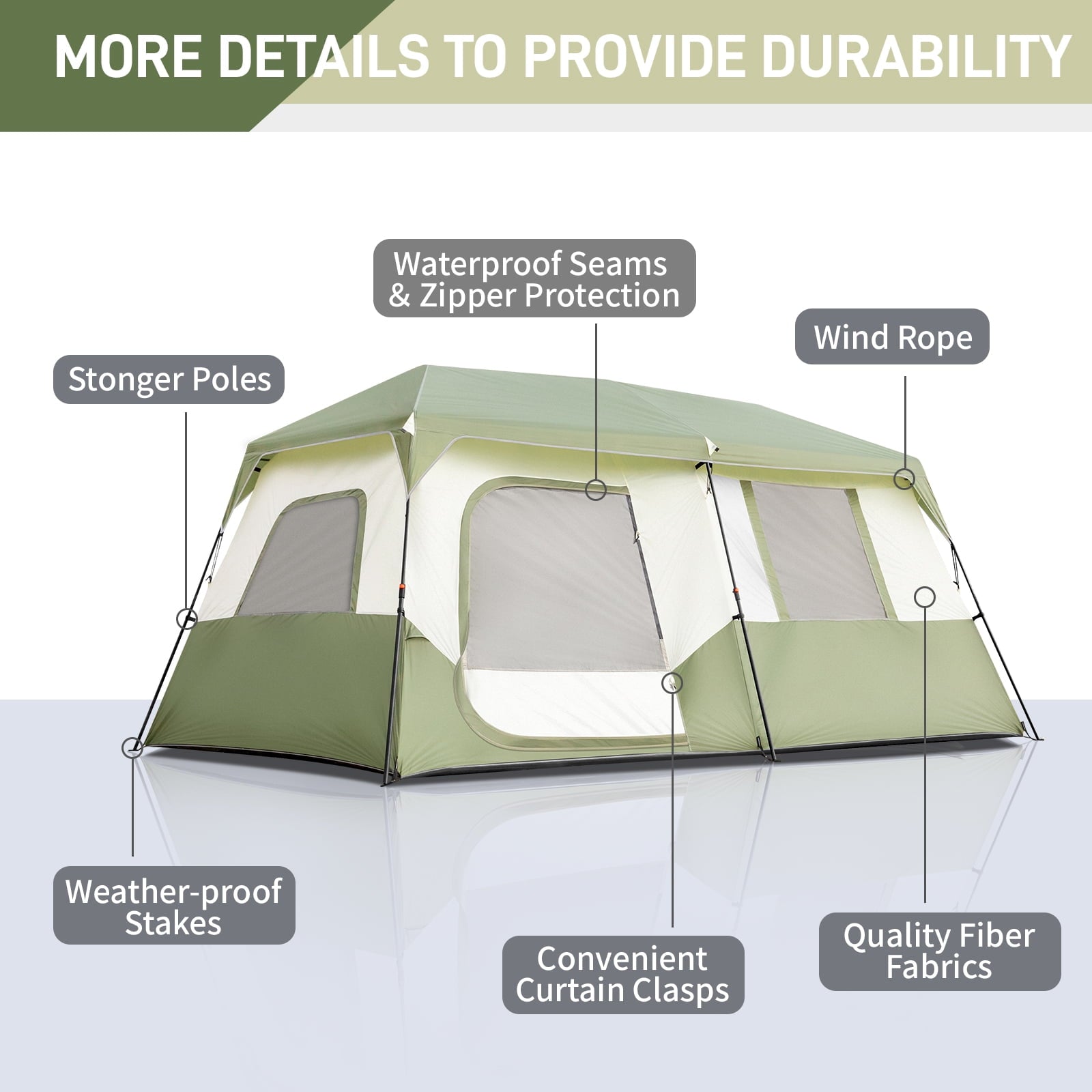 Zimtown Family Tent 8 Person Instant Cabin Tent for Outdoor, Picnic, Camping, Friends Gathering Green