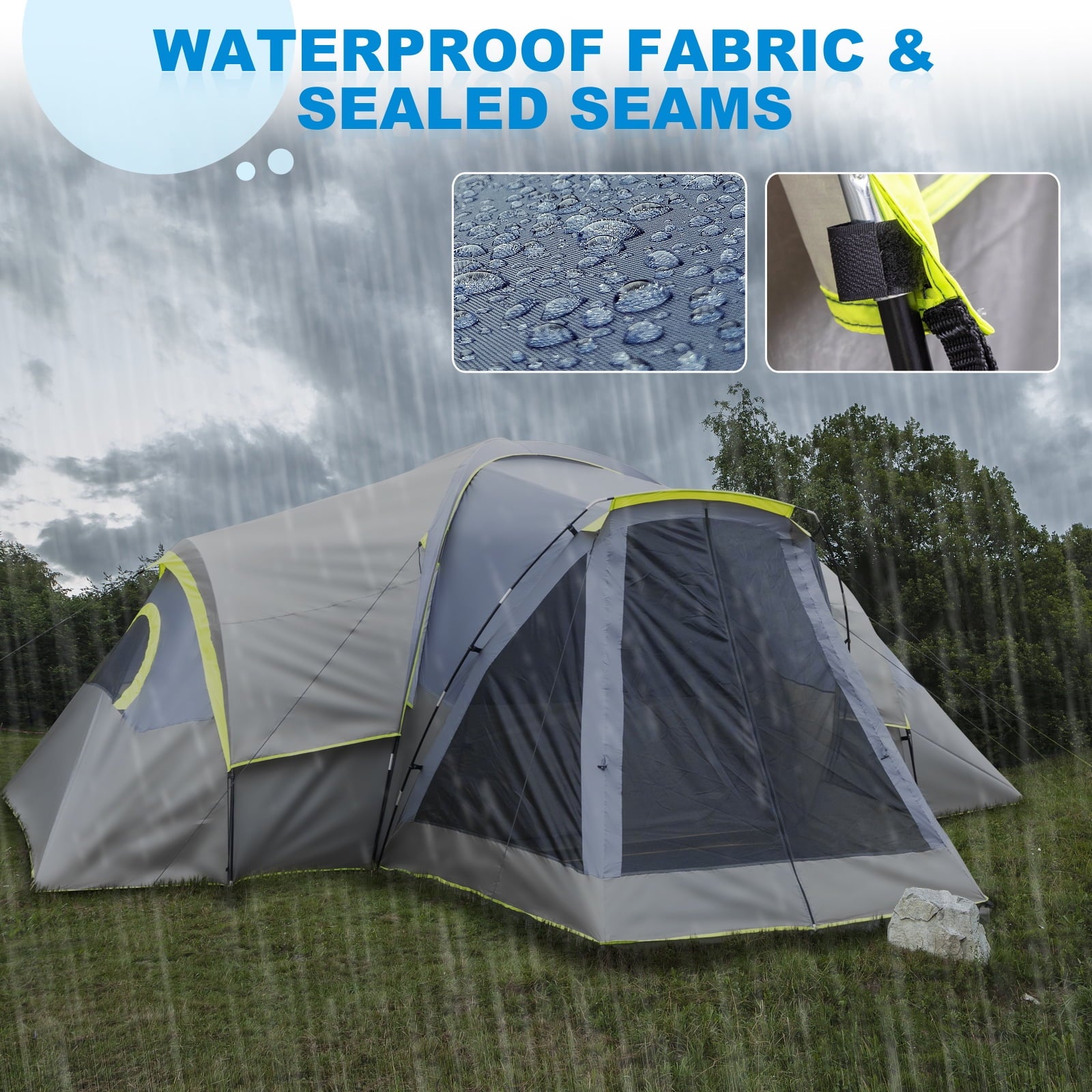 Zimtown Family Tent 8 Person Instant Cabin Tent for Outdoor, Picnic, Camping, Friends Gathering Green