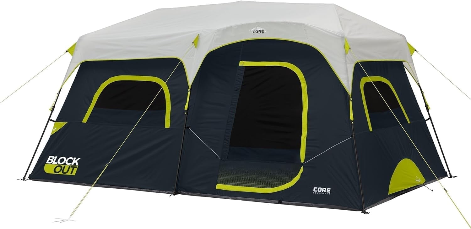 CORE 11' x 9' 6 Person Blockout Instant Cabin Camping Tent, 22lbs
